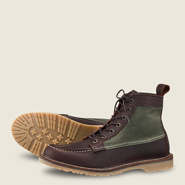 Red Wing Heritage Bot Erkek - Weekender Kanvas Moc - 6-Inch Oil-Slick Deri - Koyu Kahverengi - 74ZEU